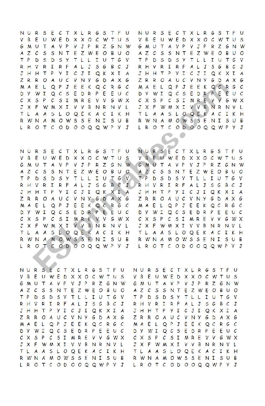 wordsearch about jobs worksheet