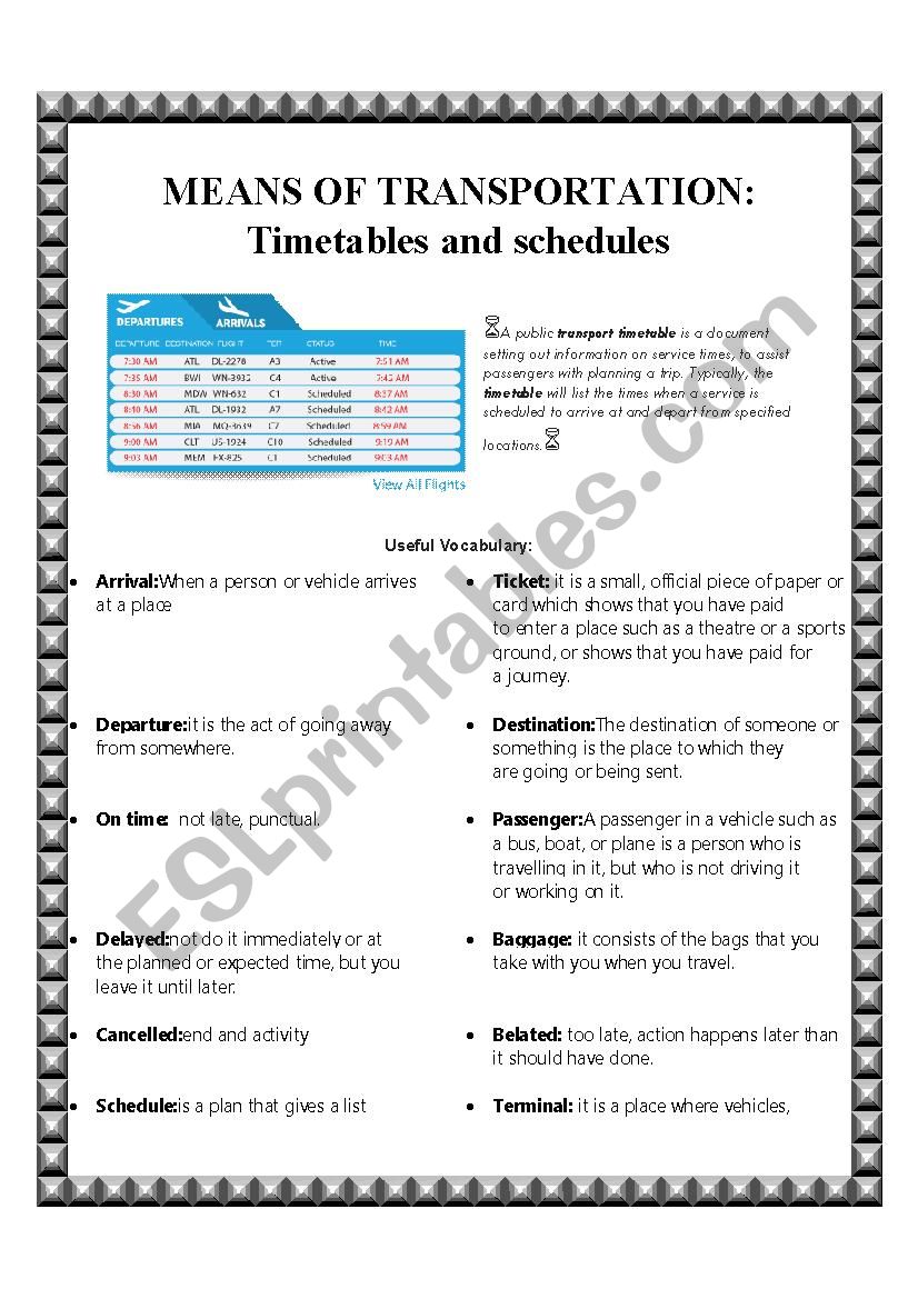 transportation and timetables 