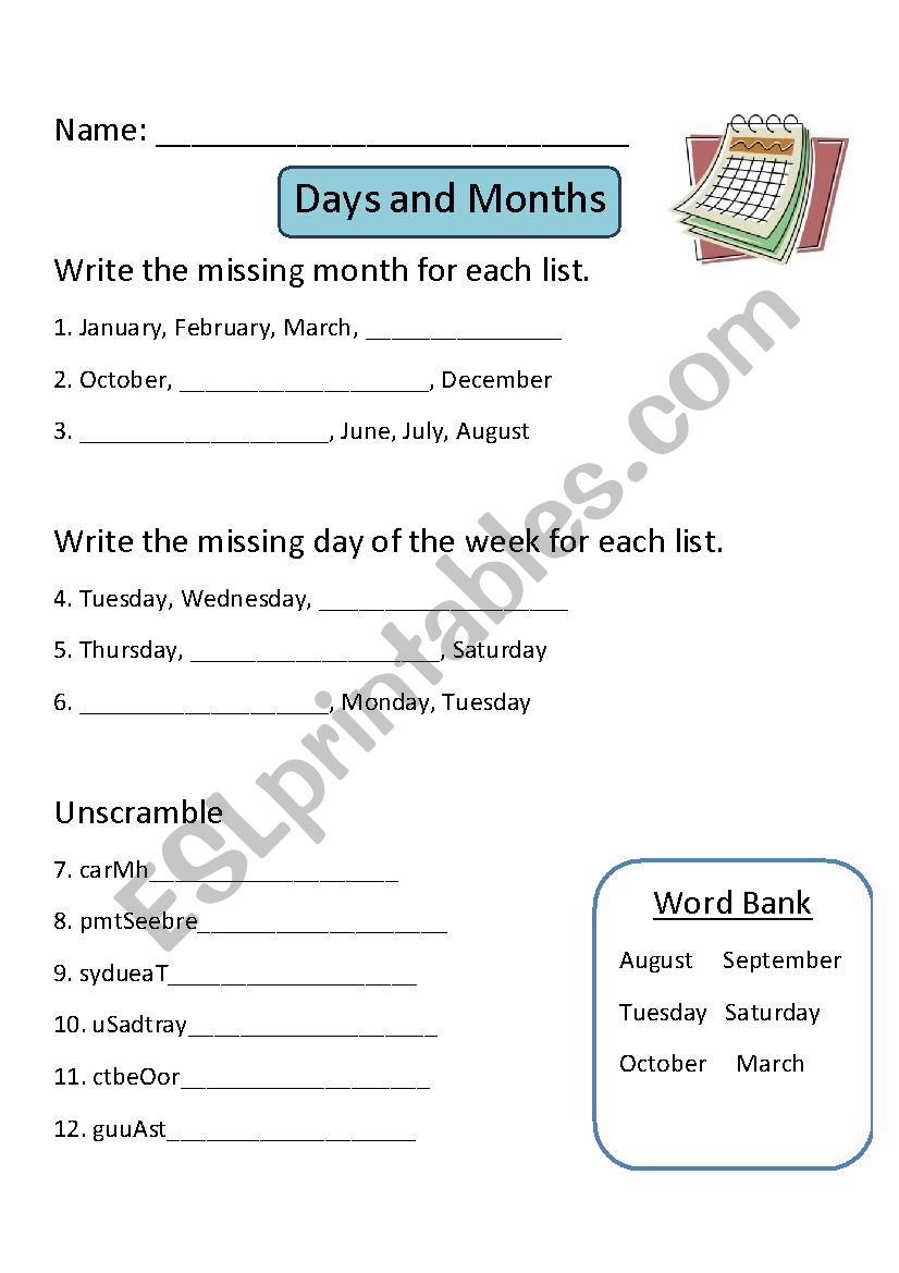 days-and-months-worksheet-esl-worksheet-by-kimwi92