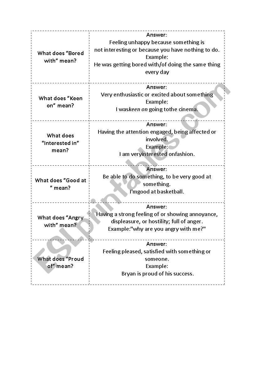 Vocabulary collocations worksheet