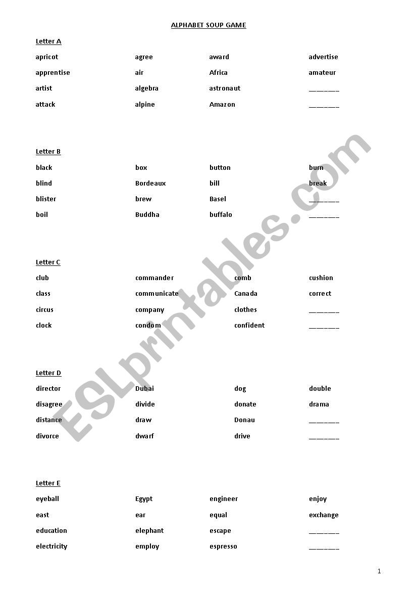 Alphabet Soup worksheet