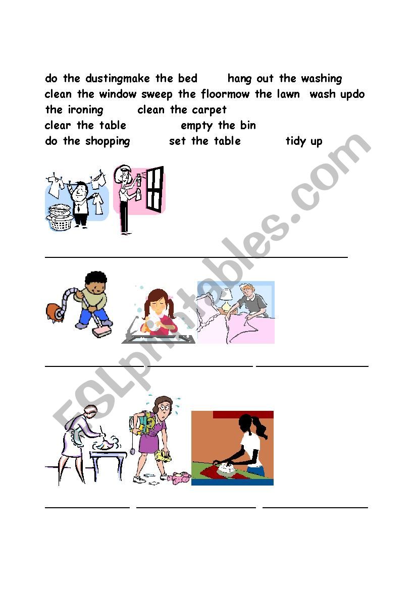 household work worksheet