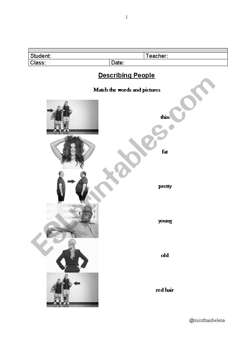 Describing People  worksheet