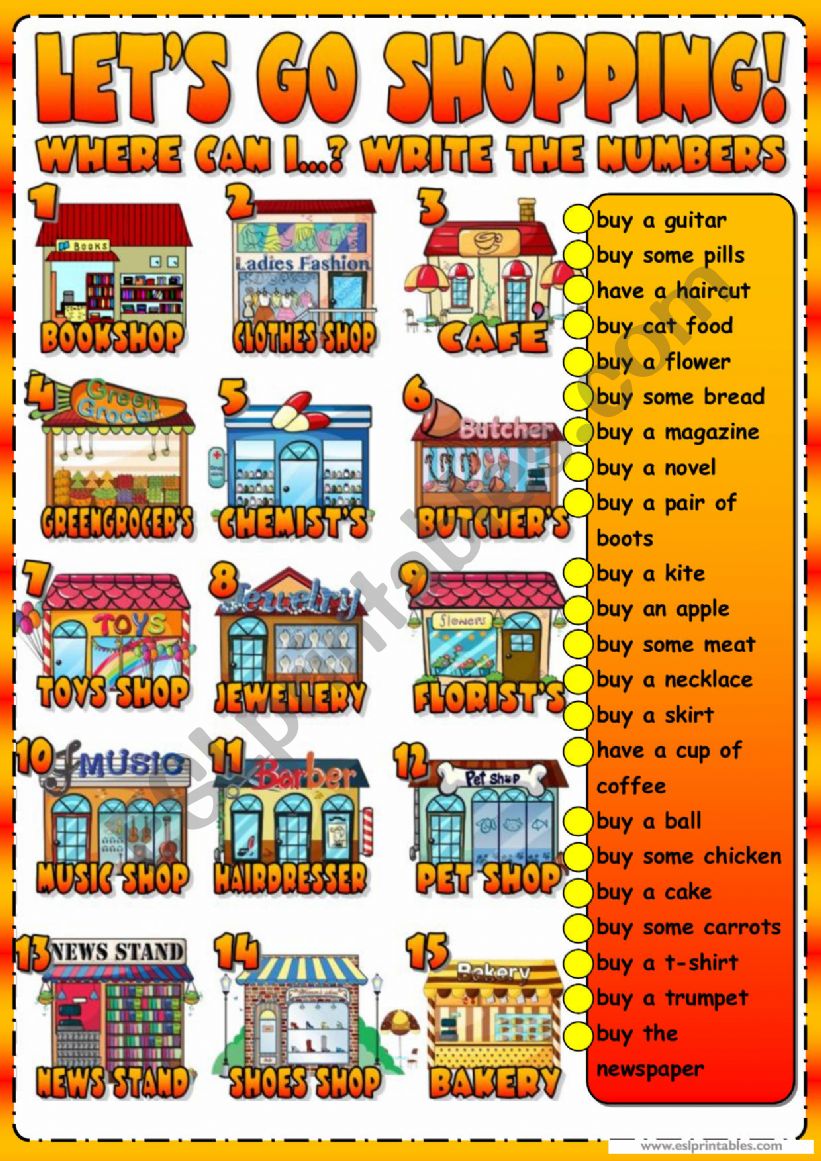 Let´s Go Shopping Esl Worksheet By Victor