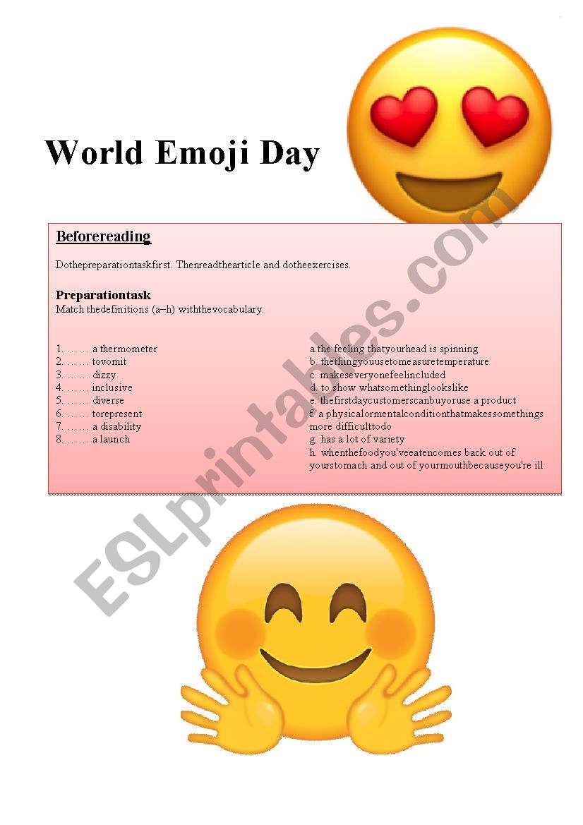 World Emoji Day worksheet