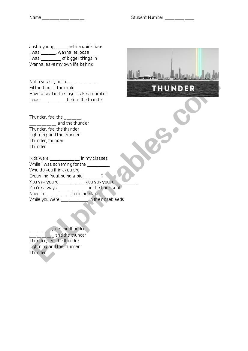 Thunder Gap Fill  worksheet