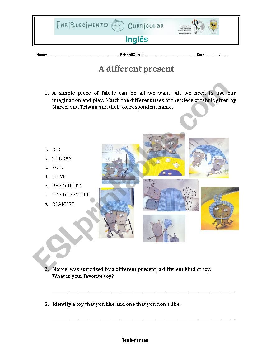 a different present story worksheet