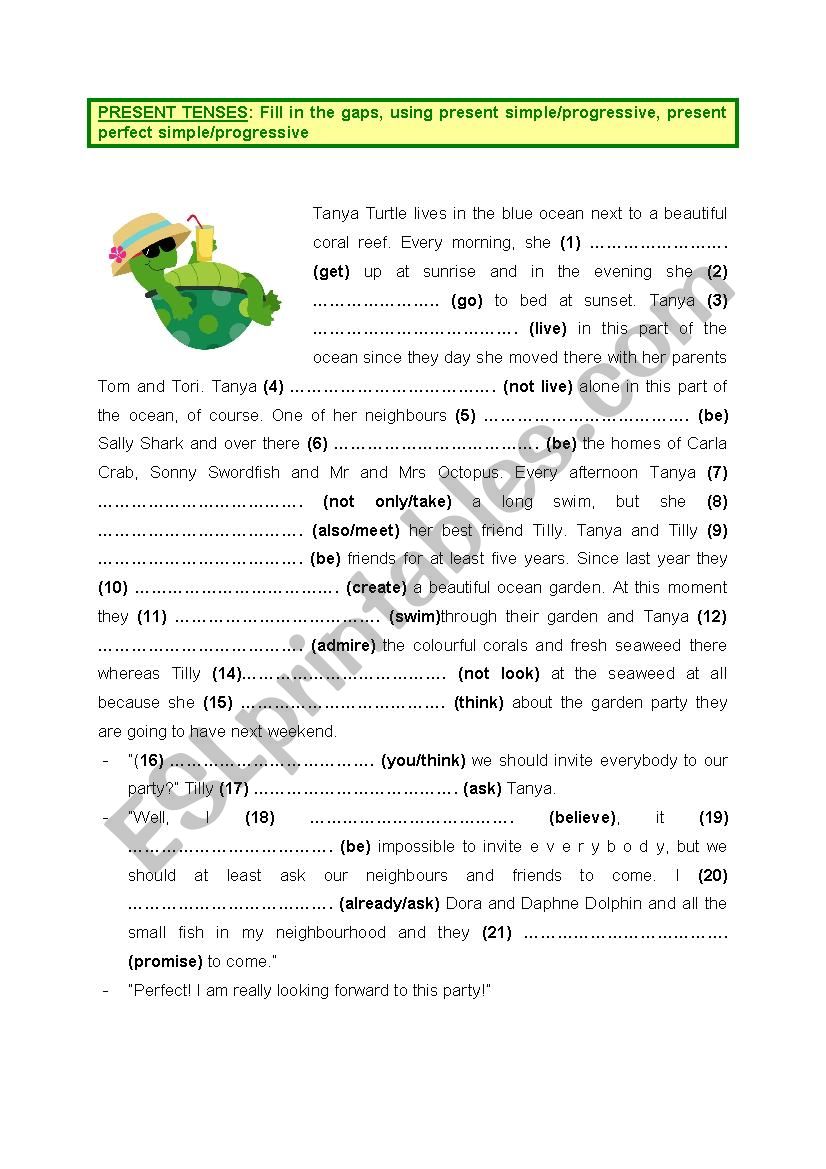 Present tenses (2) worksheet