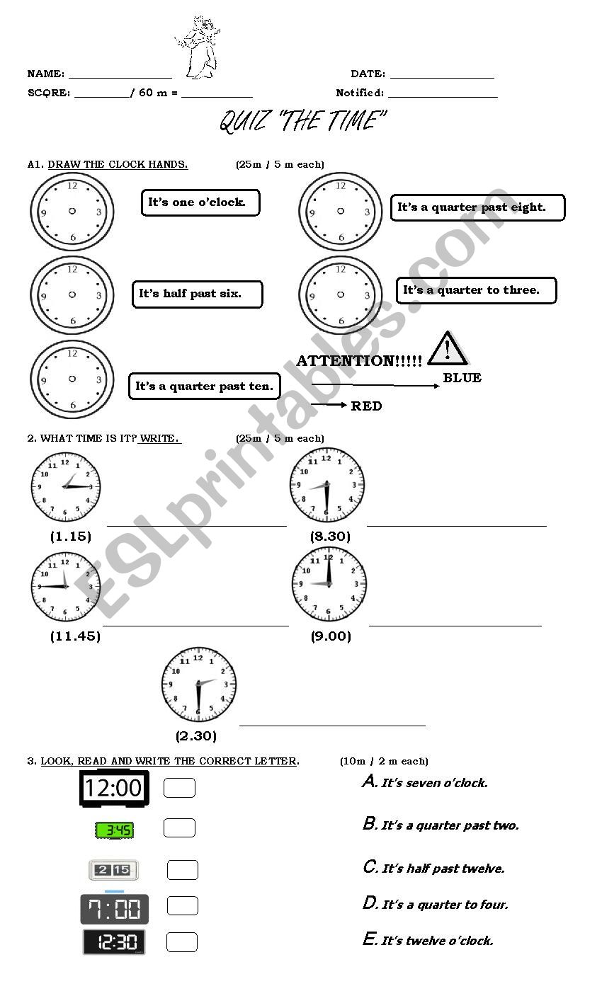 What time is it? worksheet