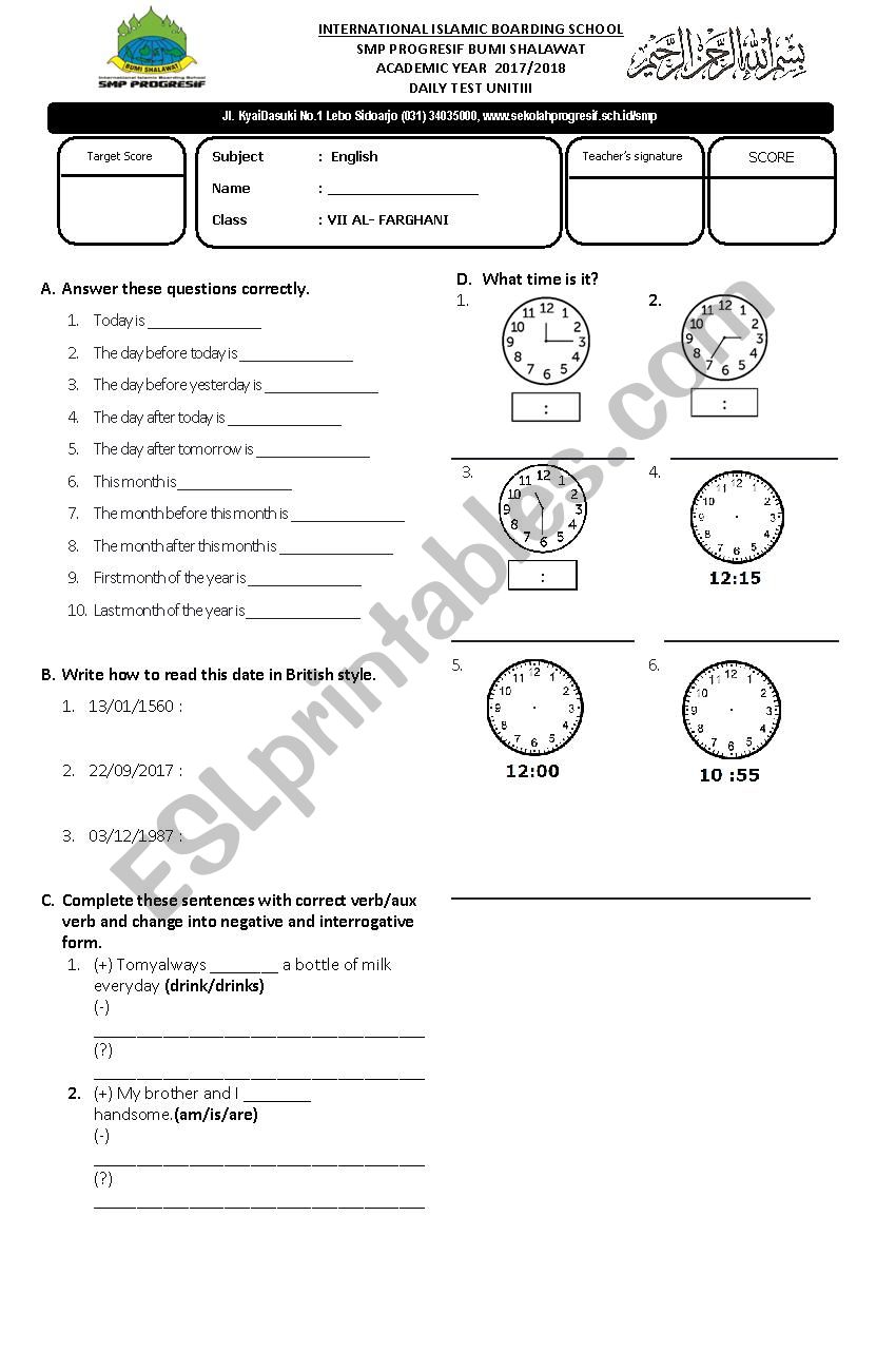 Adverb of frequency worksheet