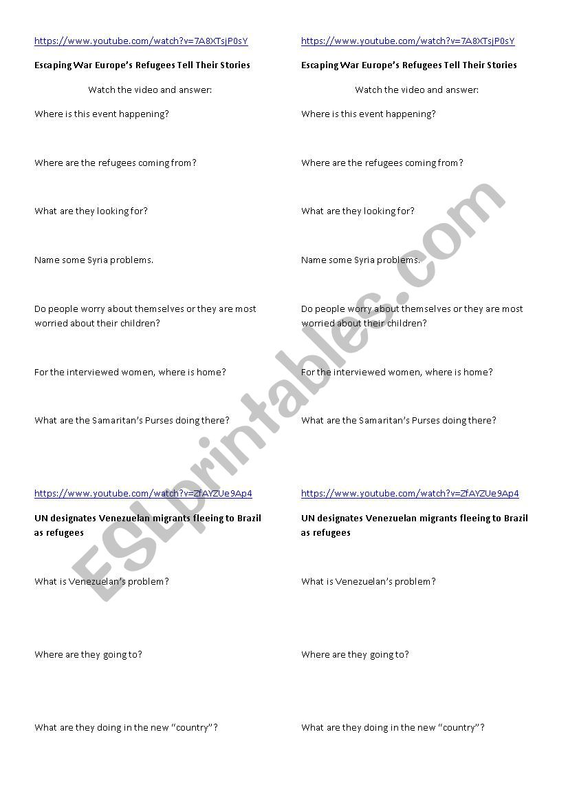 Immigration world problem worksheet