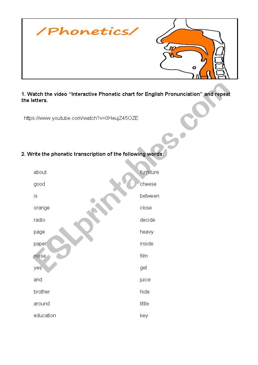 Phonetics worksheet