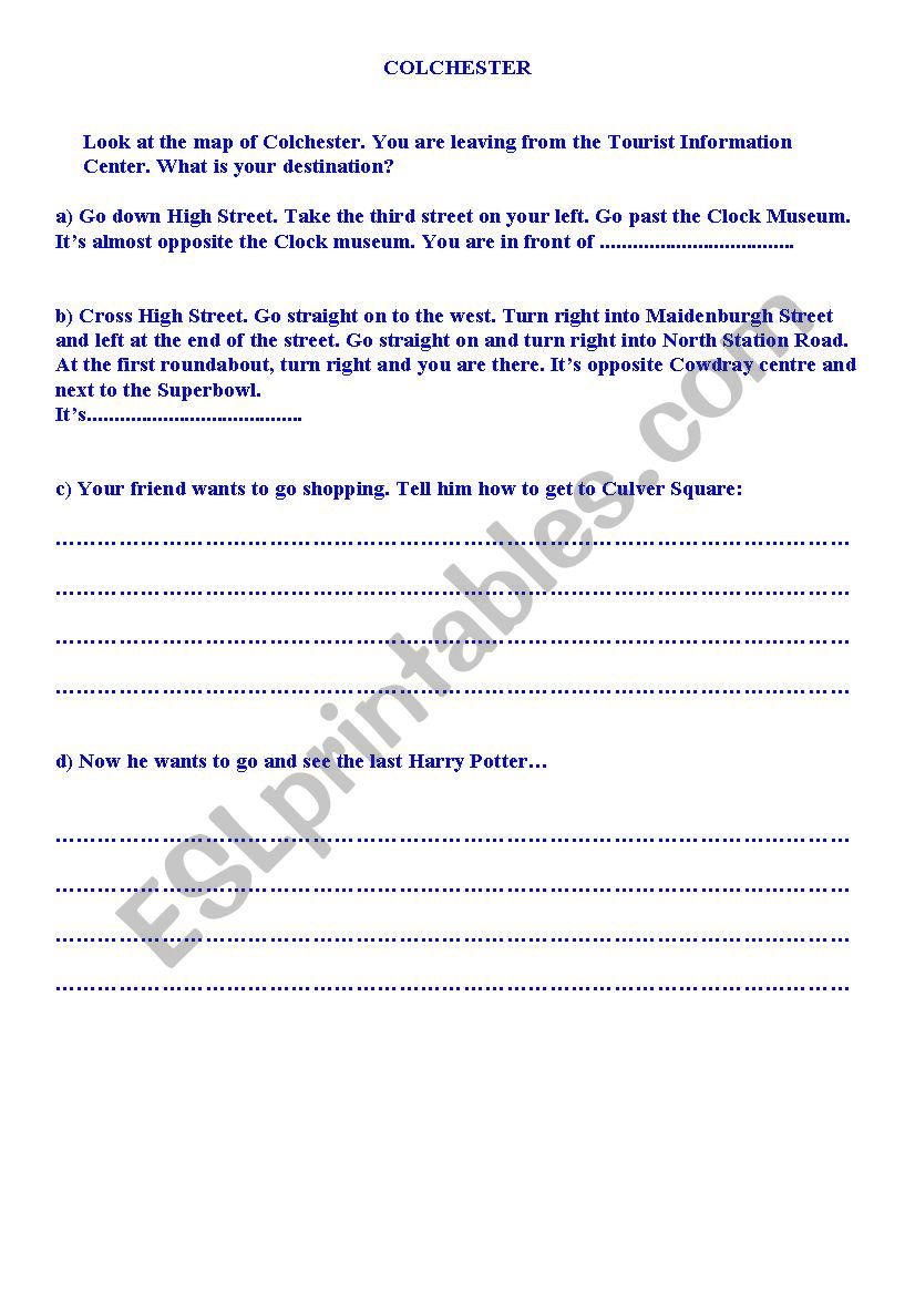 finding your way worksheet
