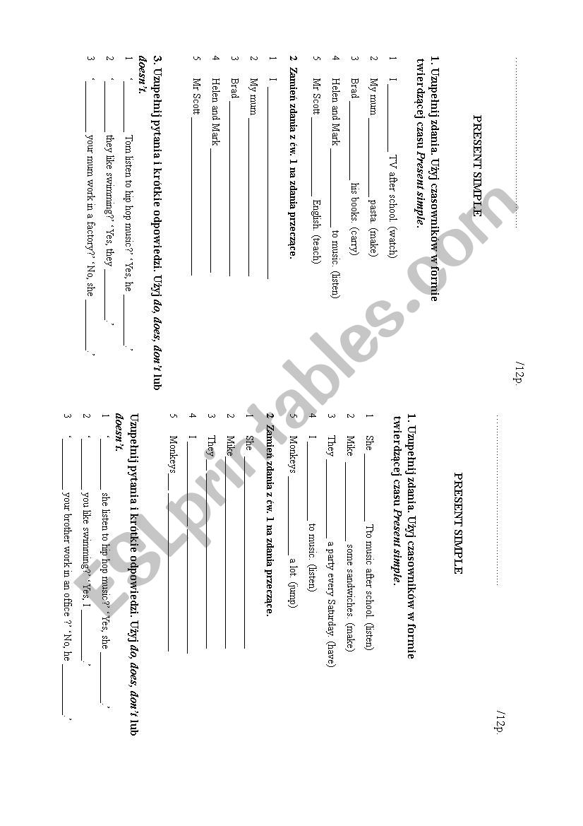 present simple / present continuous short test