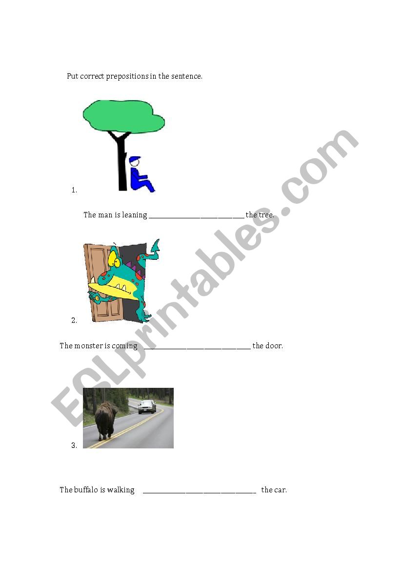 practicing prepositions  worksheet