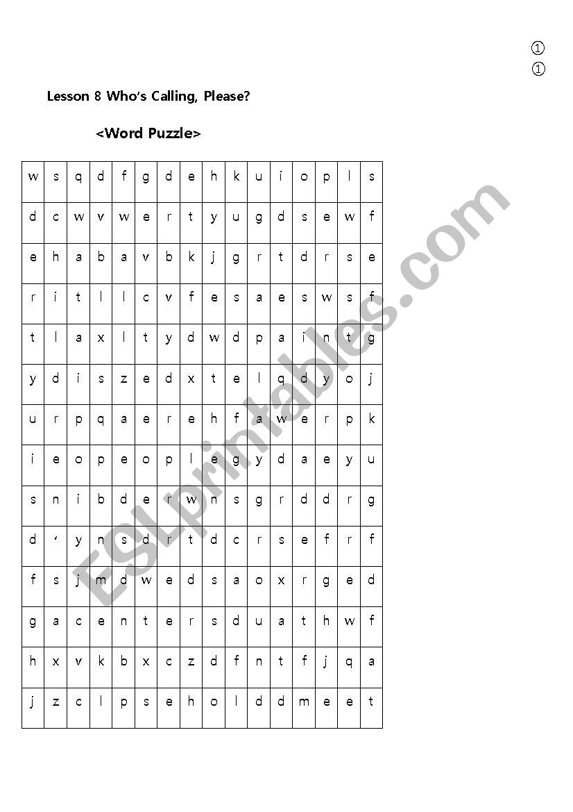 whos calling? worksheet