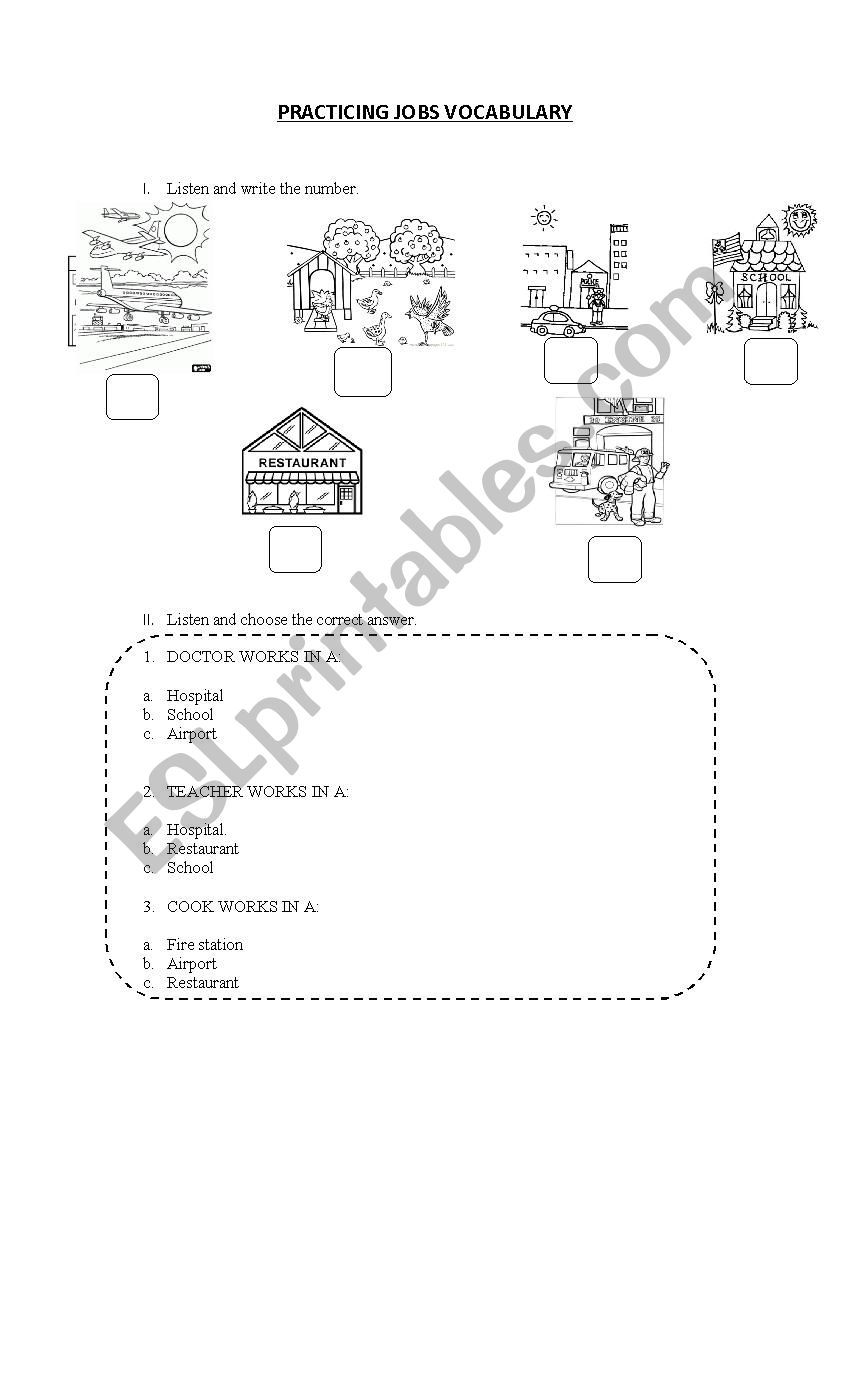 Practicing Jobs Vocabulary worksheet