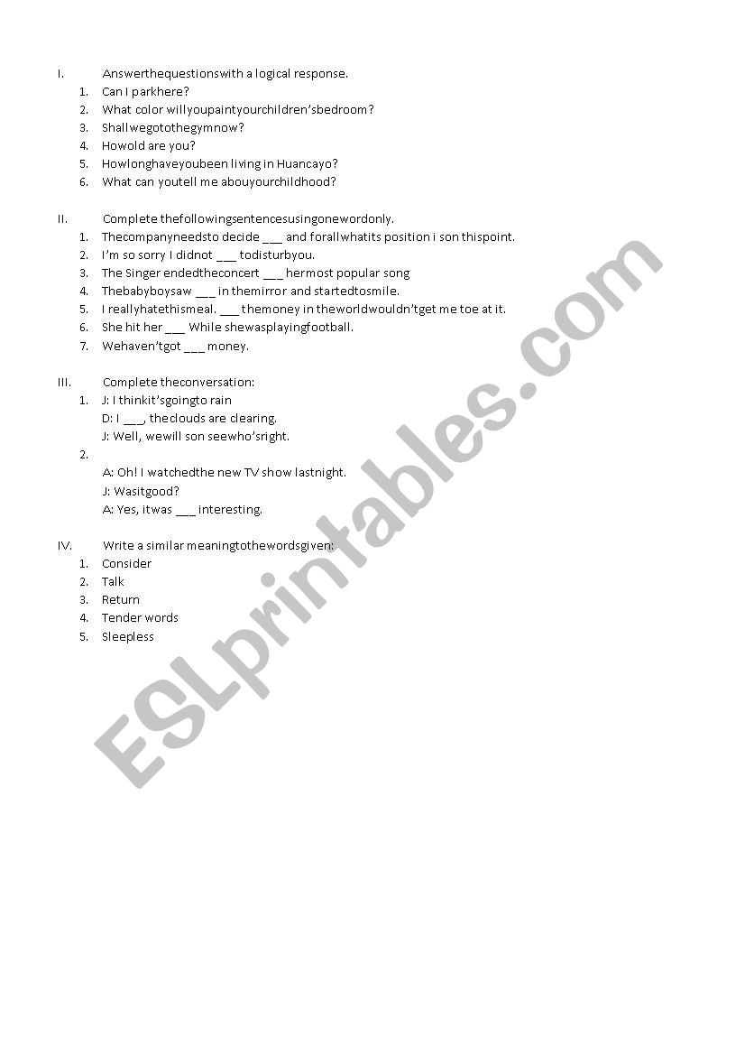 Diagnostic Test C. Leon worksheet
