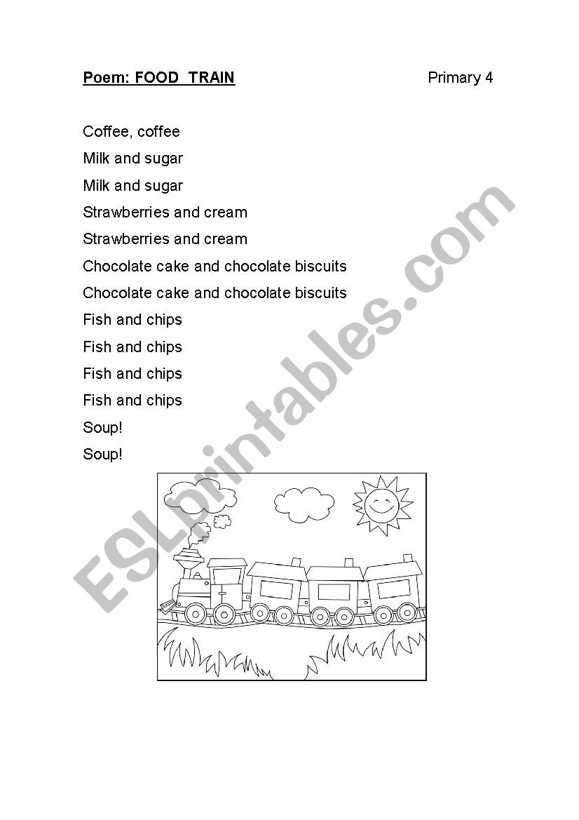 The train poem worksheet