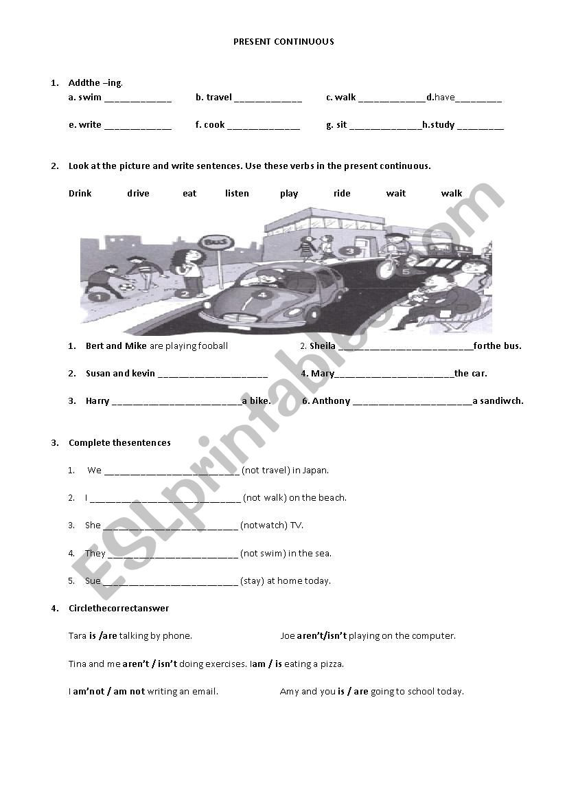 Present continuous  worksheet