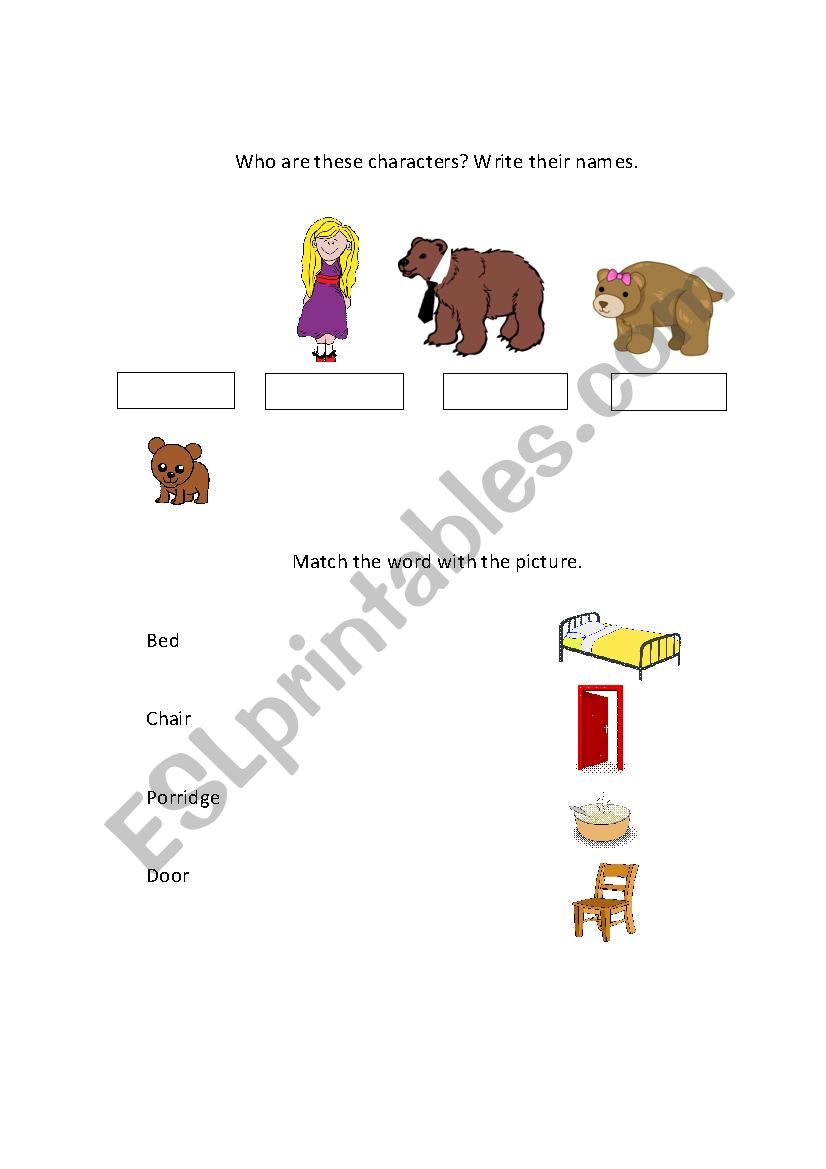 Simple Goldilocks Worksheet worksheet