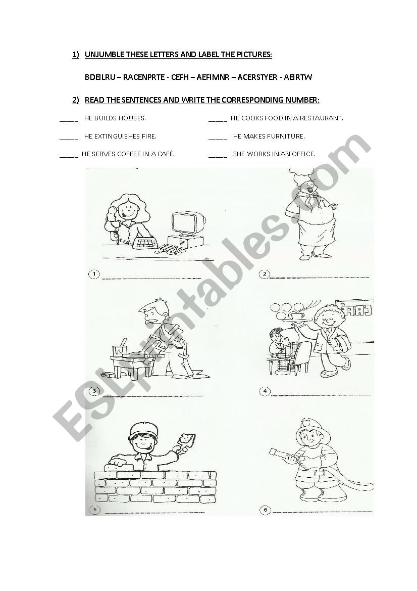 JOBS AND PROFESSION worksheet