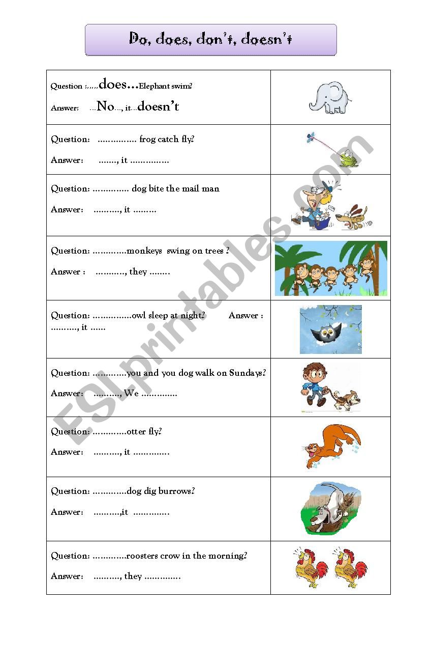 what does a monkey do? worksheet