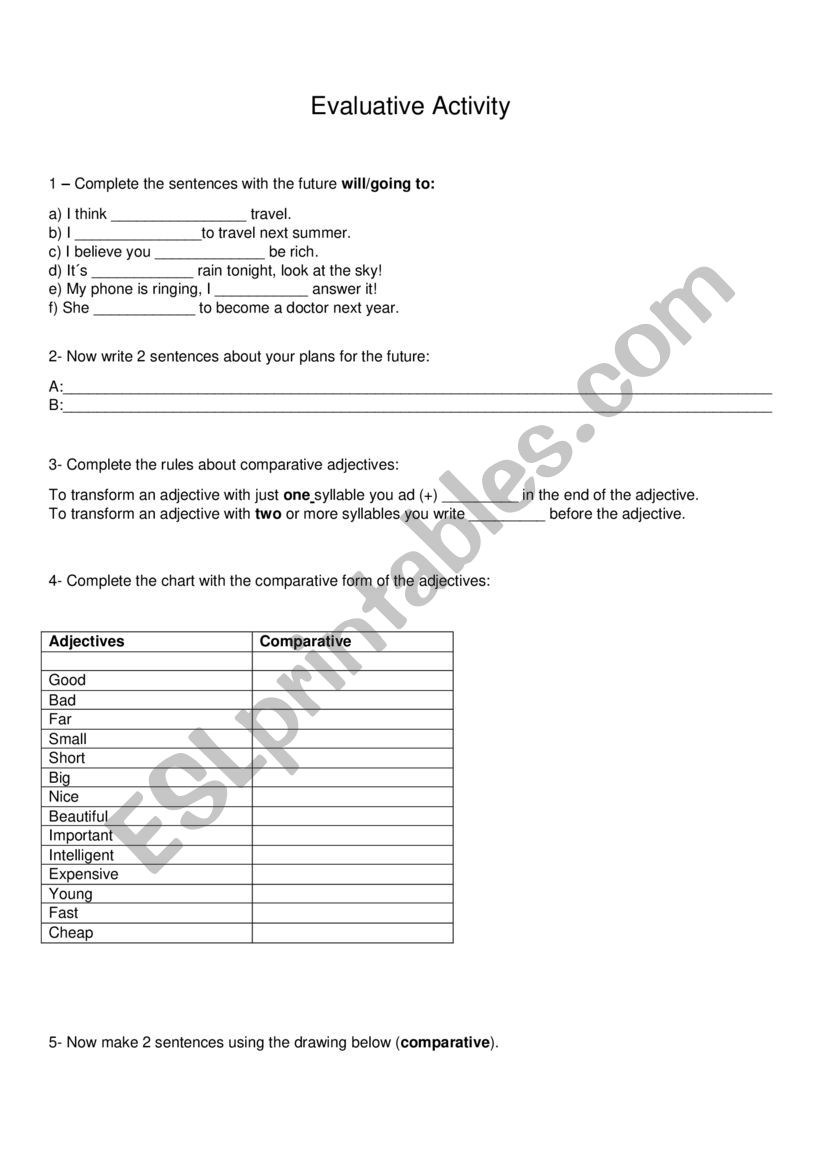 EValuative activity worksheet