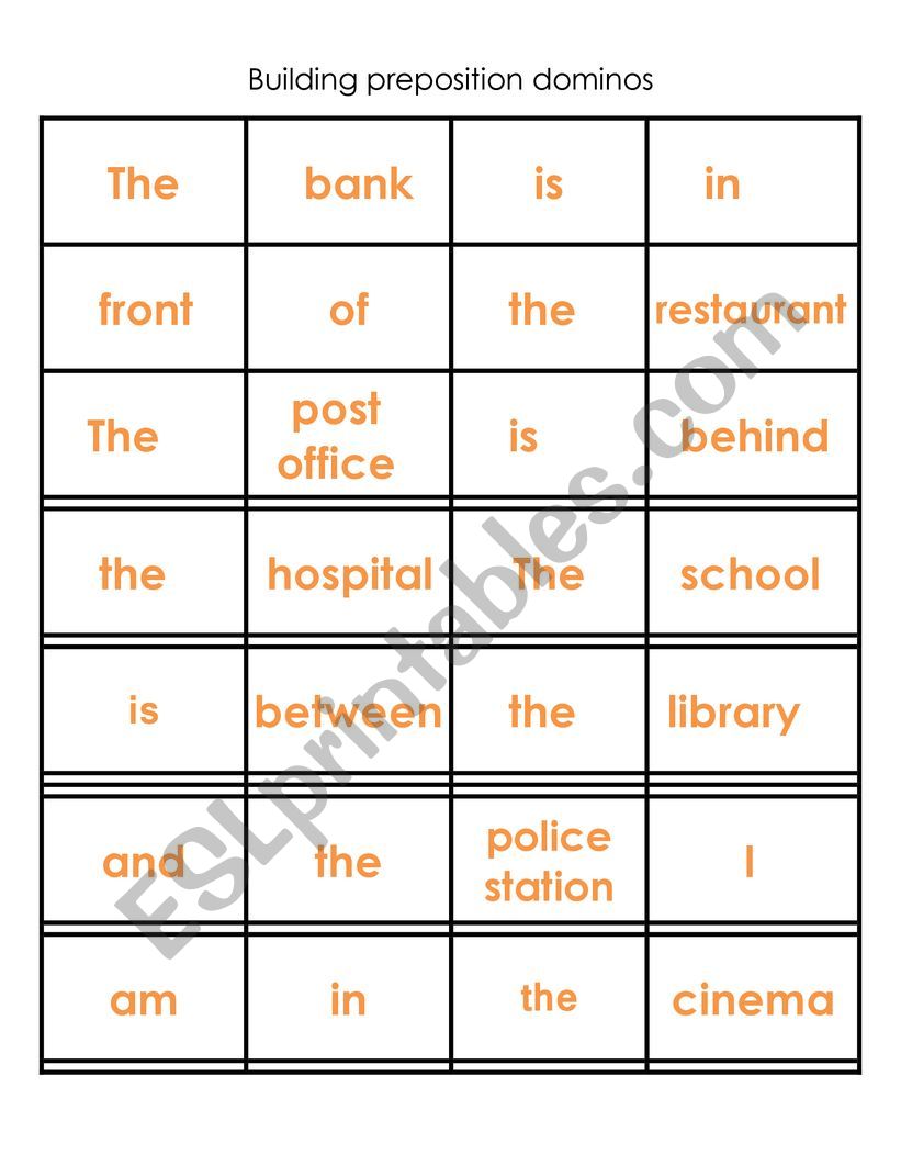 building and preposition dominos activity