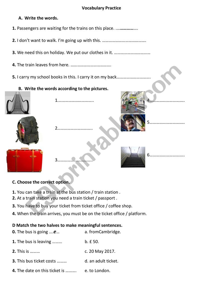 transportation worksheet