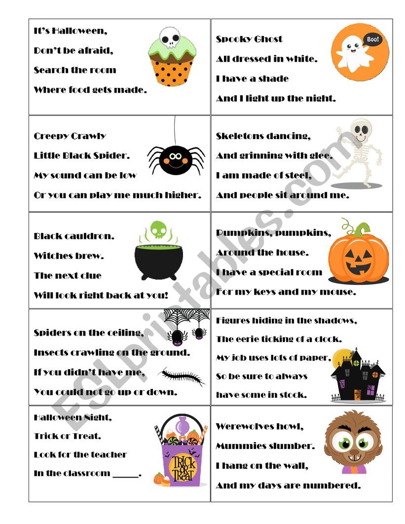 Halloween Clues - ESL worksheet by Lesly77