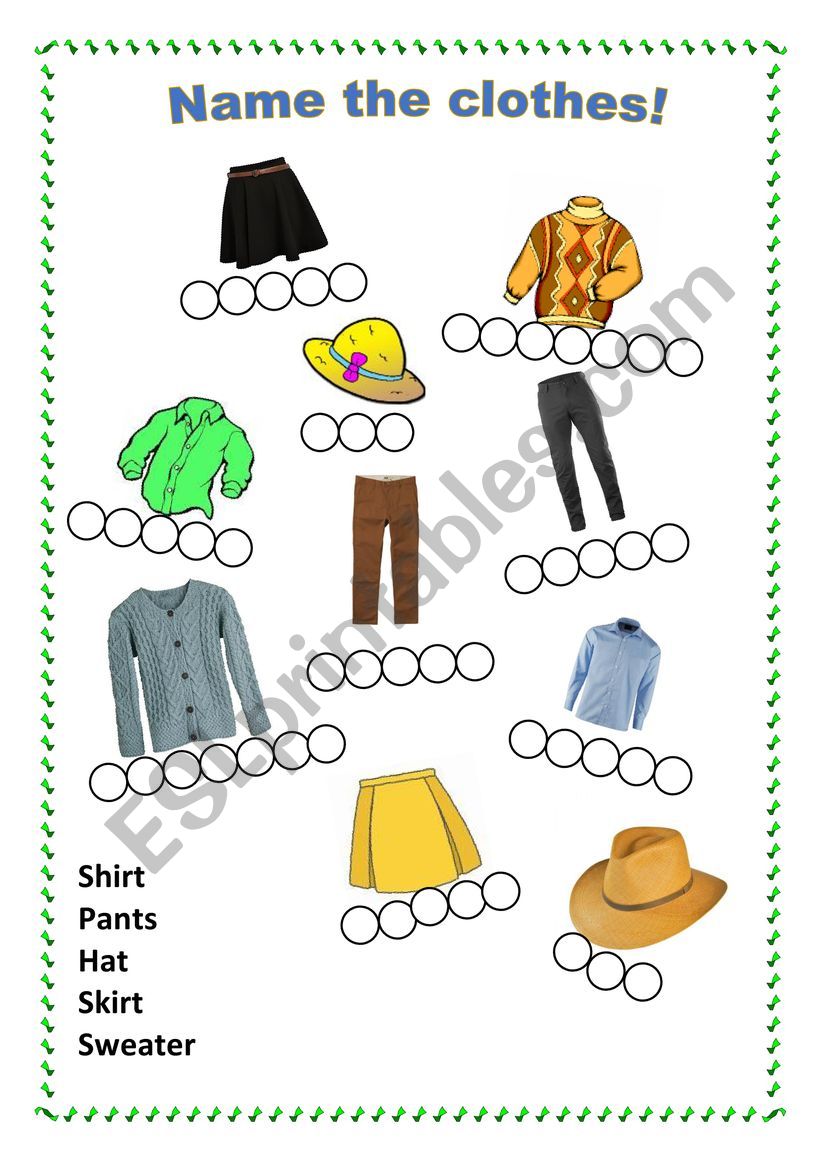 Name the Clothes - ESL worksheet by nbanish