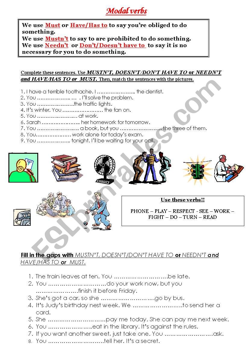 Must/have to, musn´t , need and needn´t - ESL worksheet by jorgi