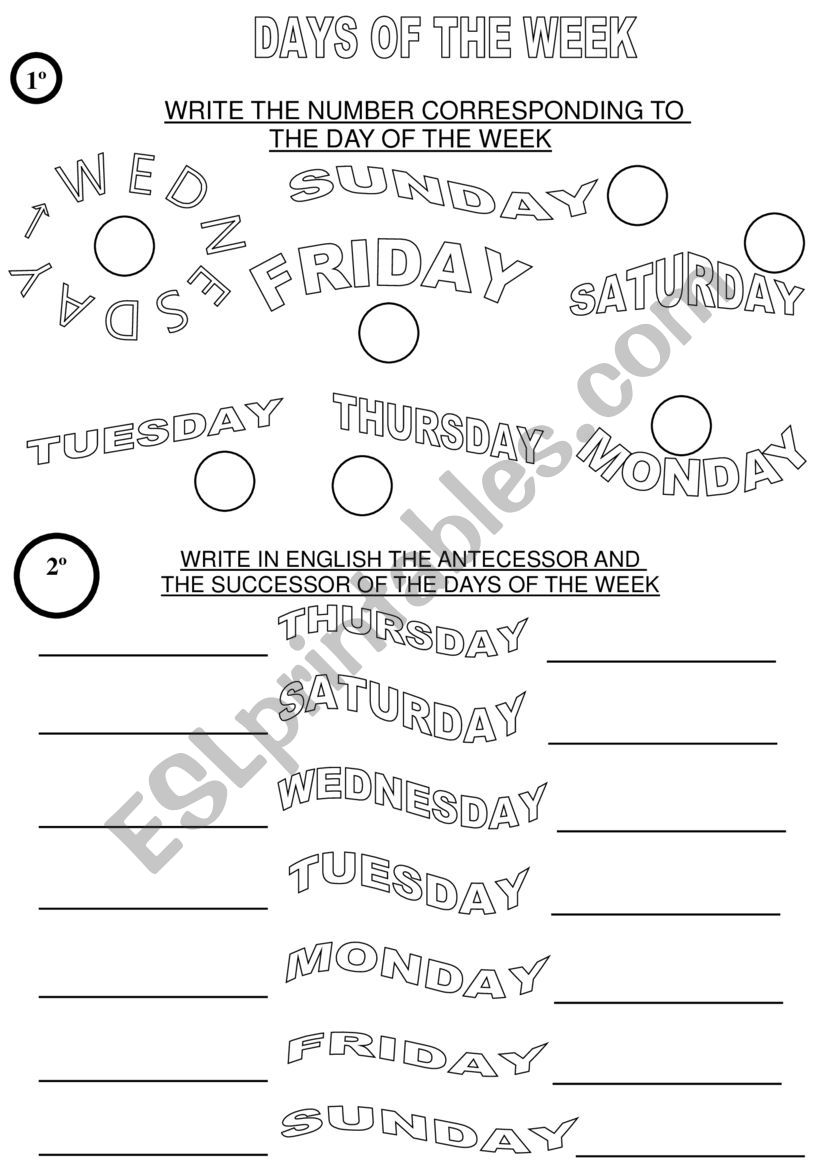 DAYS OF THE WEEK worksheet