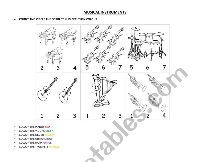 Musical Instruments worksheet