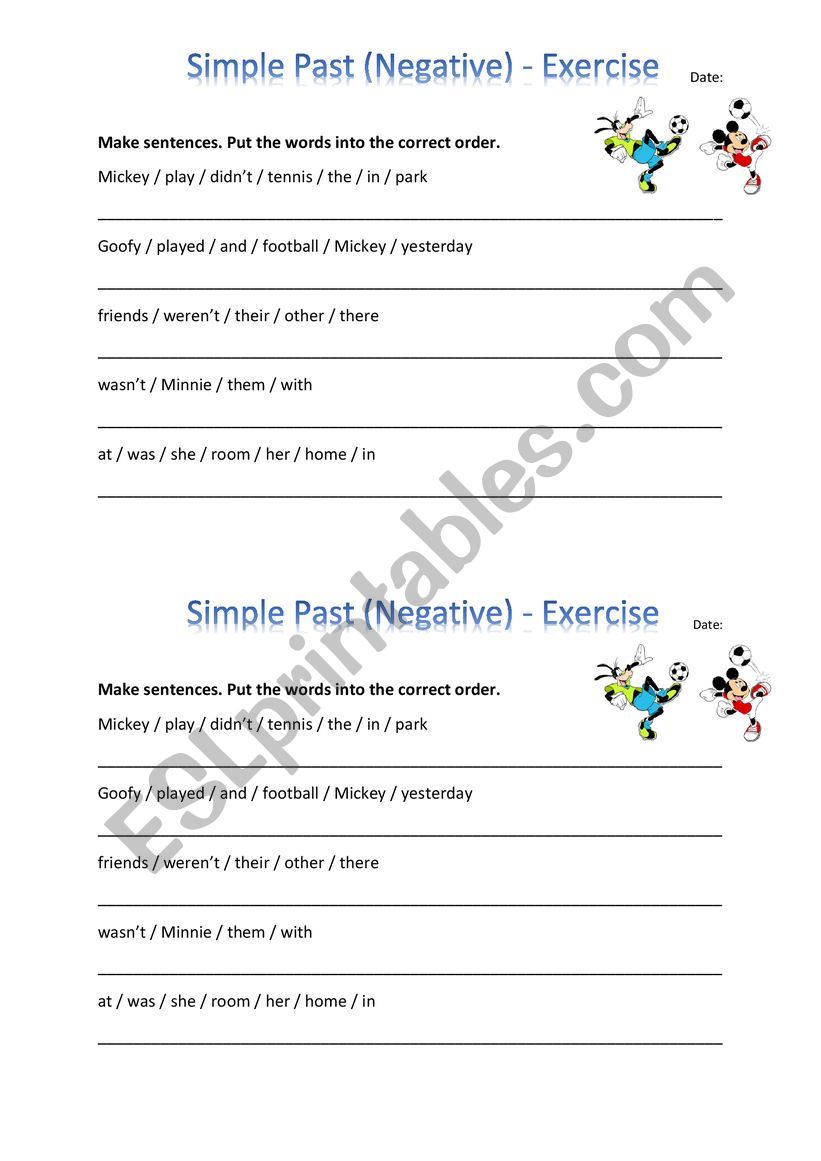 Simple Past Negative ESL Worksheet By Marlis2211