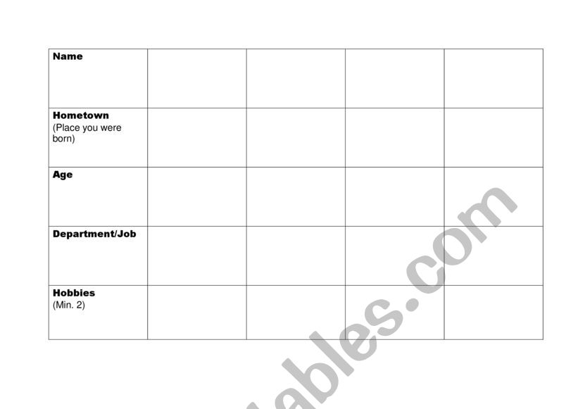 Icebreaker Worksheet worksheet