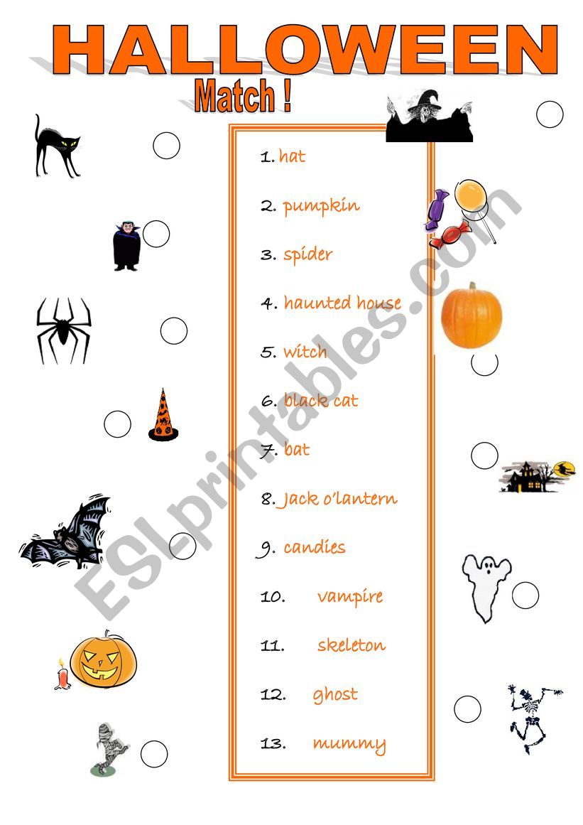 HALLOWEEN matching worksheet