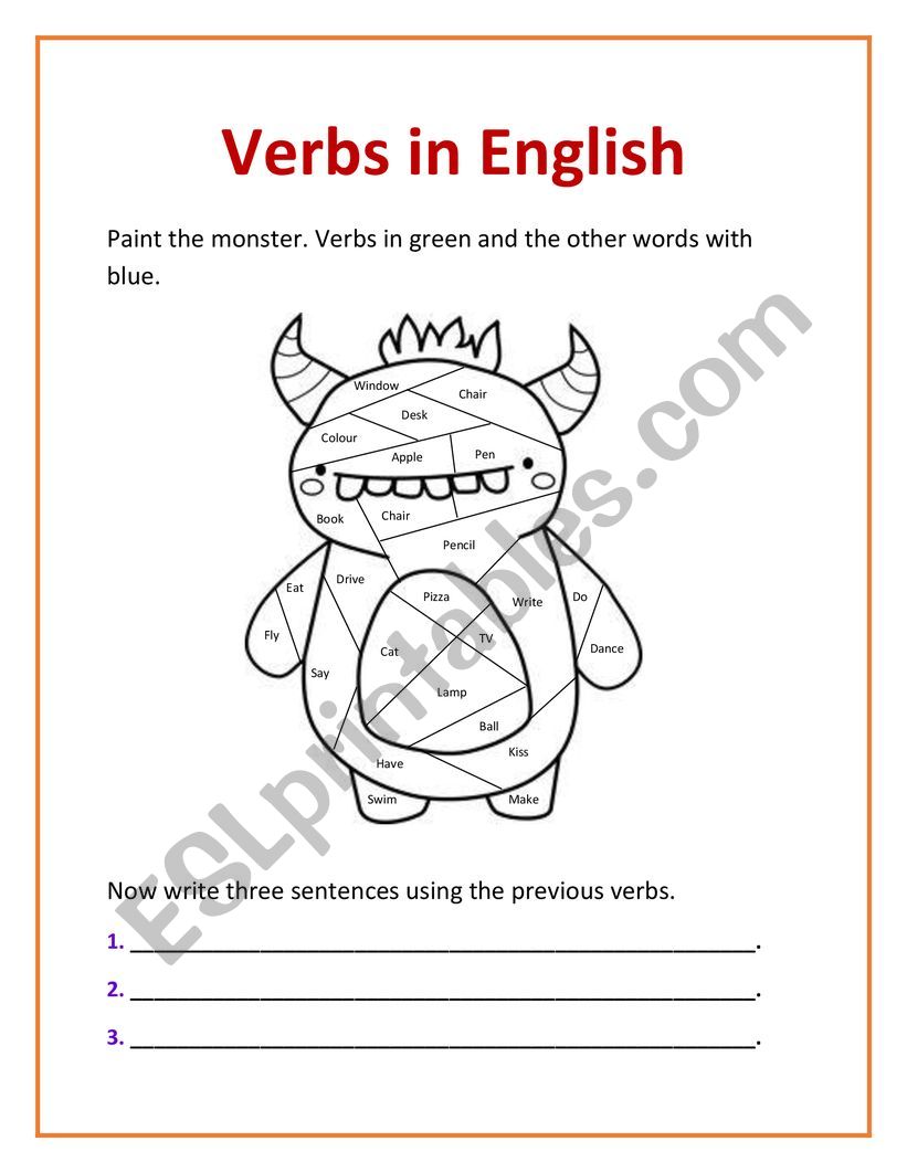 Verbs in English worksheet