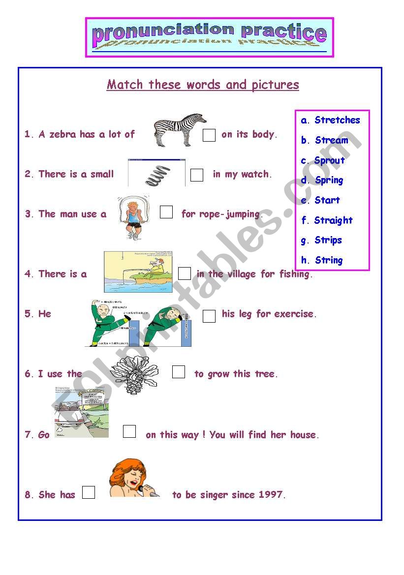 pronunciation practice esl worksheet by ruechuta