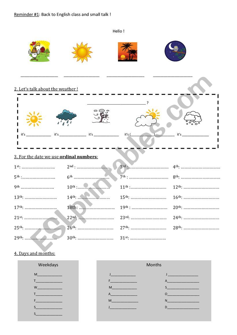 School Reminder worksheet