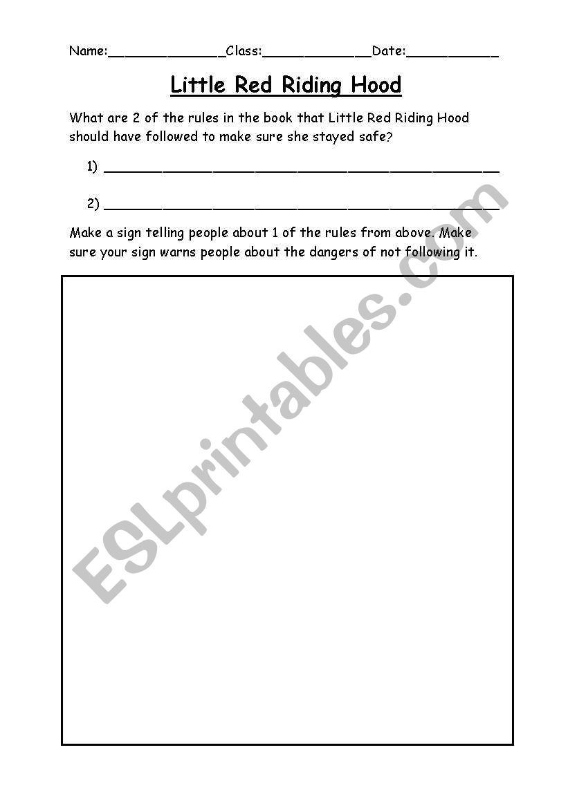 Little Red Riding Hood worksheet