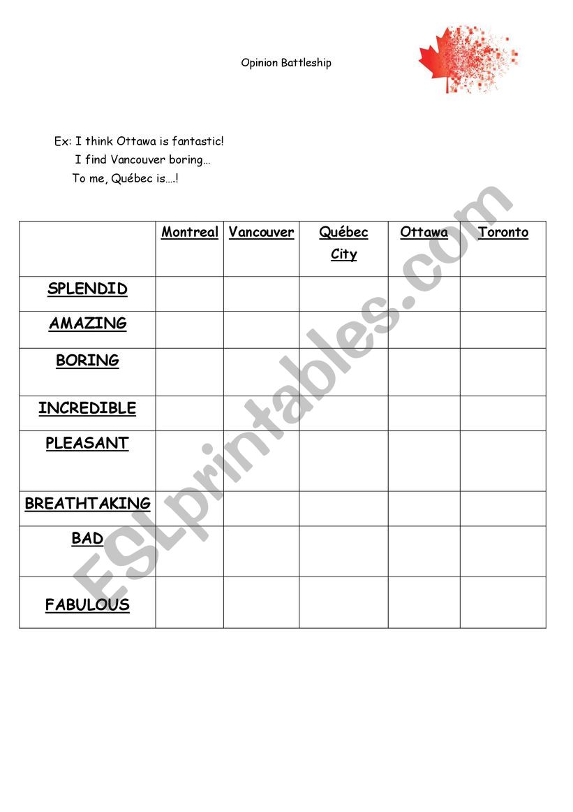 opinion battleship worksheet