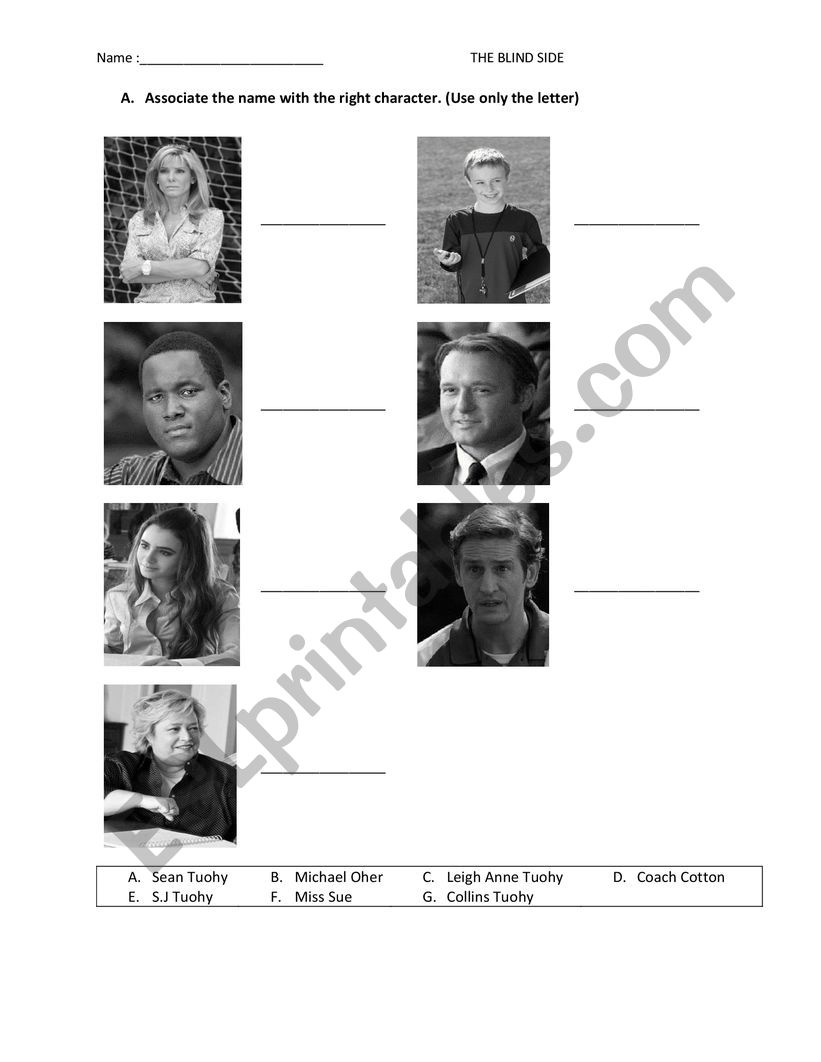 Movie: The Blin Side  worksheet