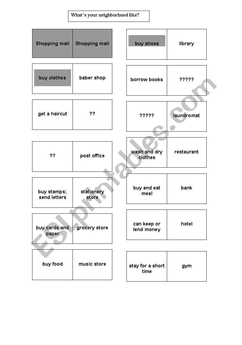 Whats you neighborhood like? worksheet