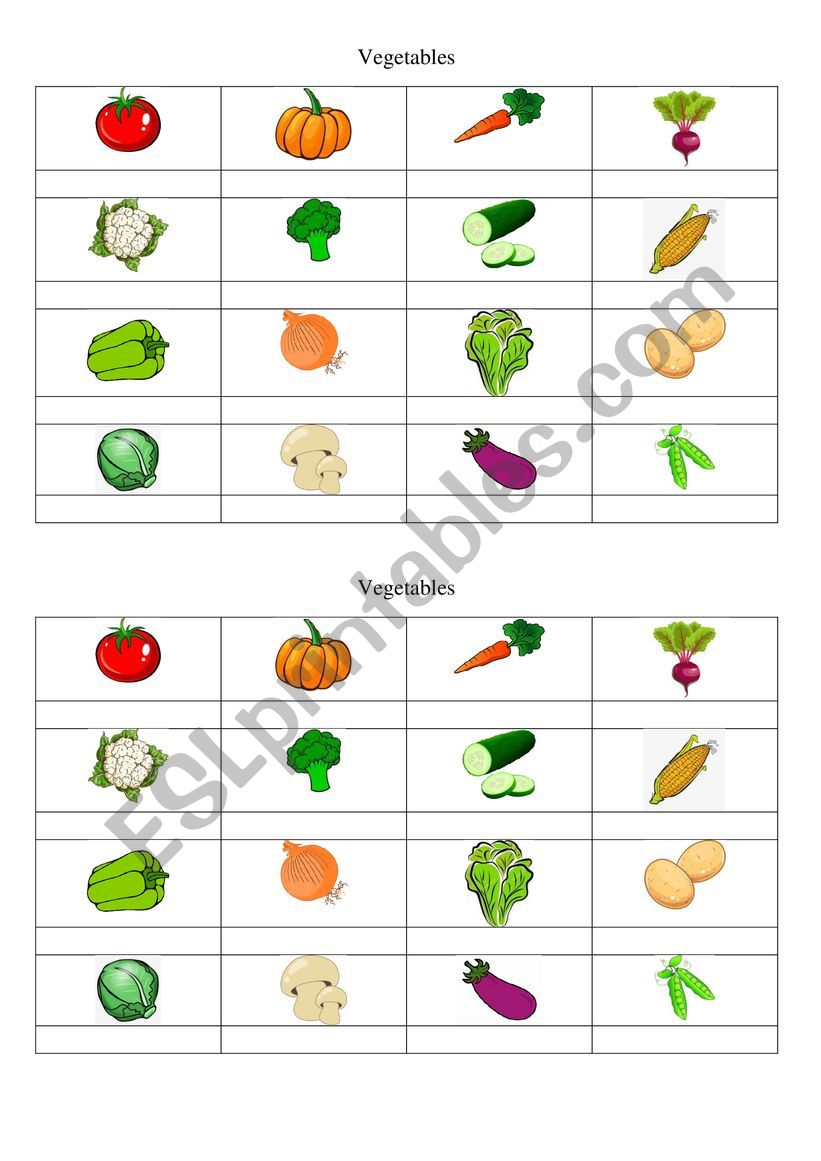 Vegetables worksheet