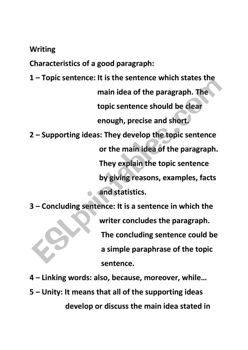 characteristics of a good paragraph