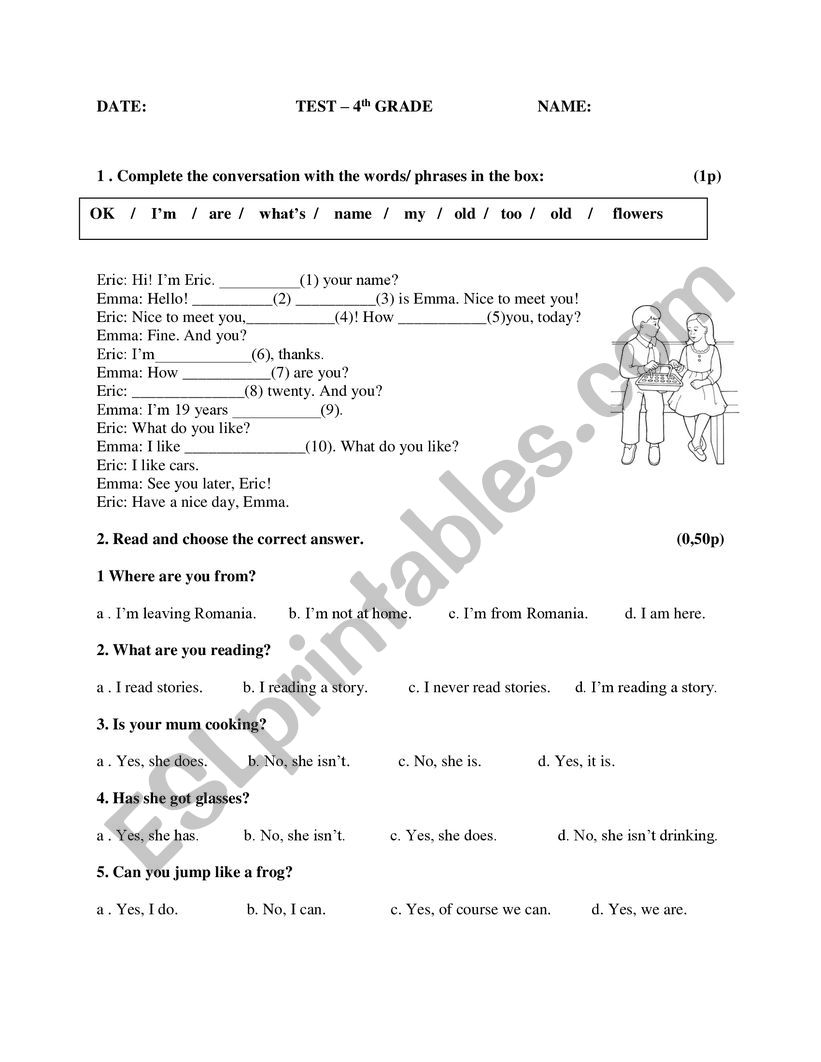 TEST 4th worksheet