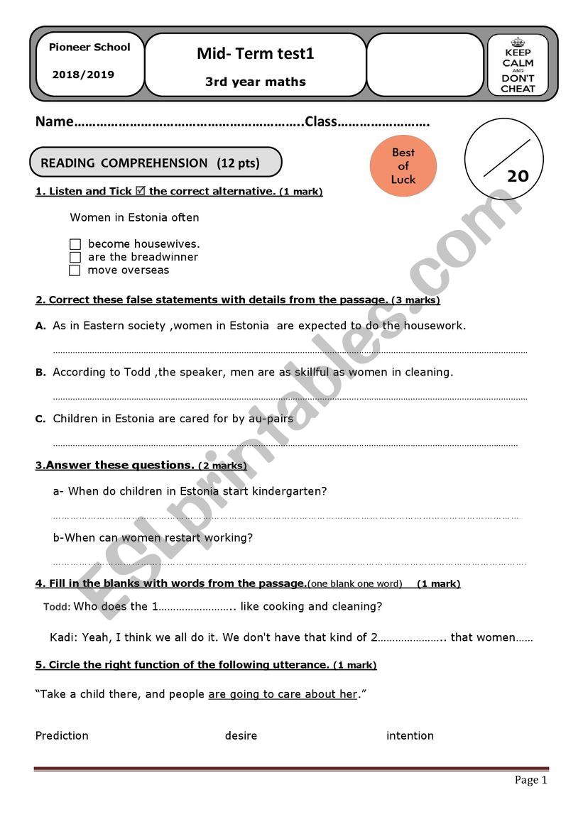 Test worksheet