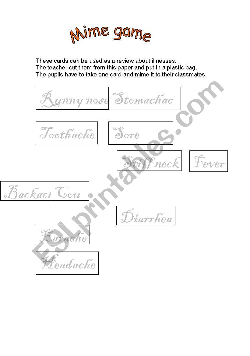 Illnesses Review worksheet